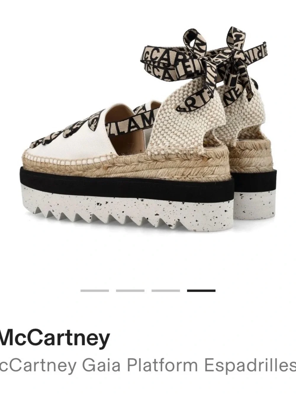 Stella McCartney Cream Platform Espadrille Sandals with Logo Ribbon